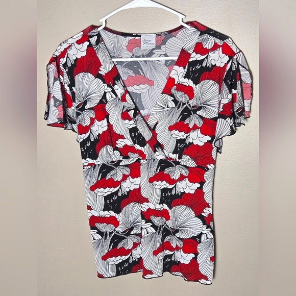 Vintage Y2K Giorgio Fiorlini Asian Inspired Tie Back Blouse, Large - Picture 1 of 3